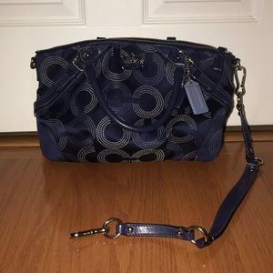 Coach navy blue Dot C monogram purse